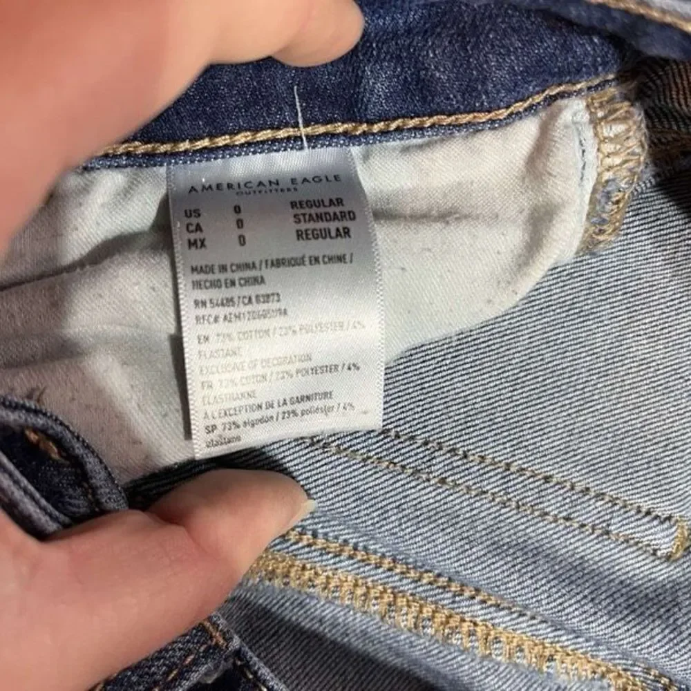 American Eagle Women's Distressed The Dream Jean‎ High Rise Jeggings Blue Size 0